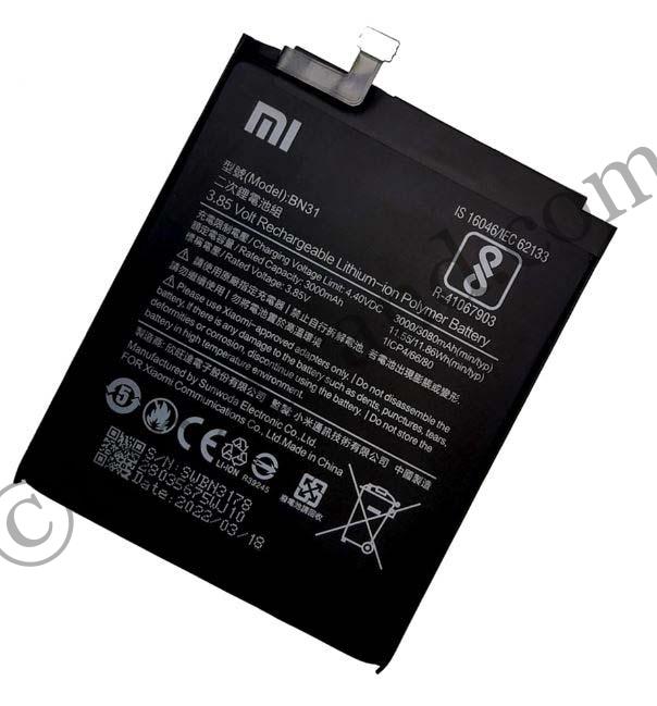 Capture angle front Xiaomi Redmi Y1 battery