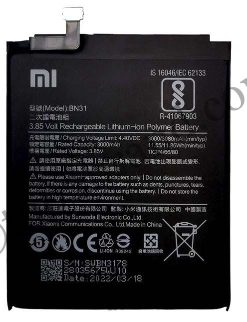 Capture front Xiaomi Redmi Y2 battery
