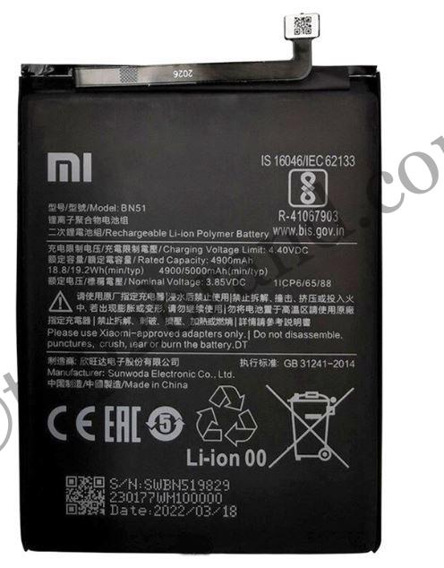 BN51 front black xiaomi redmi 8 battery